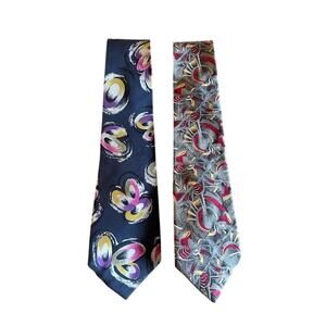 Vintage Barwyn Collection Silk Tie Lot (2) 100% Imported Silk